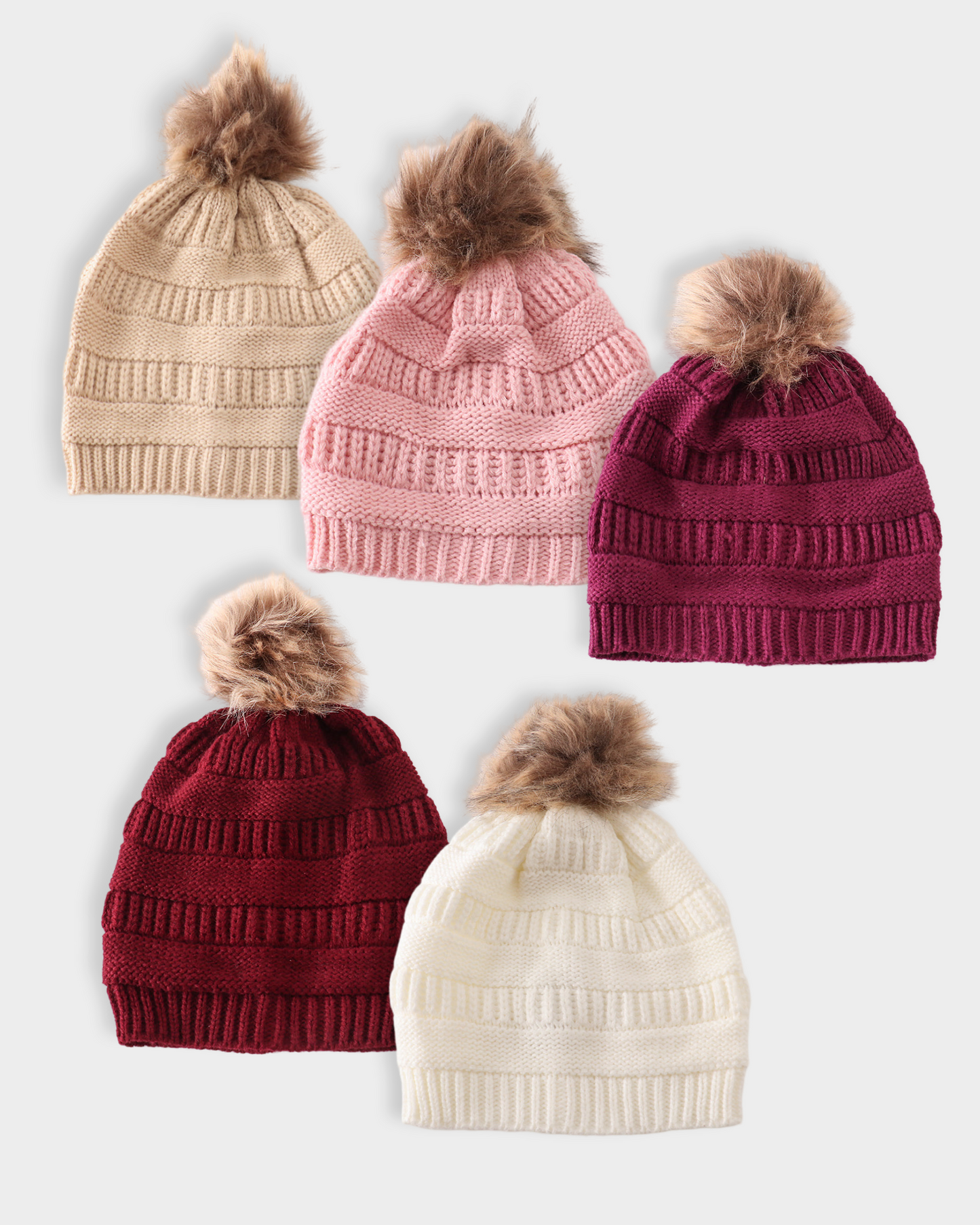 Kids PomPom Cable Beanie