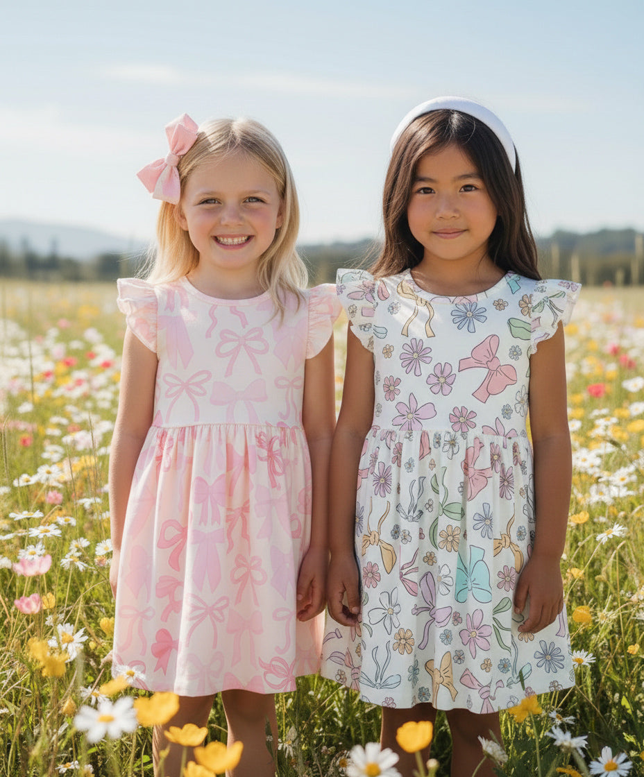Floral Bows Twirl Dress
