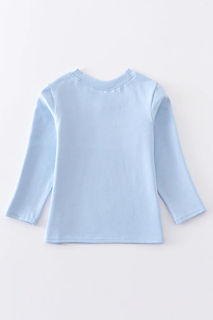 Blue Heart Embroidered Top