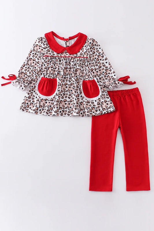 Red Leopard Heart Set