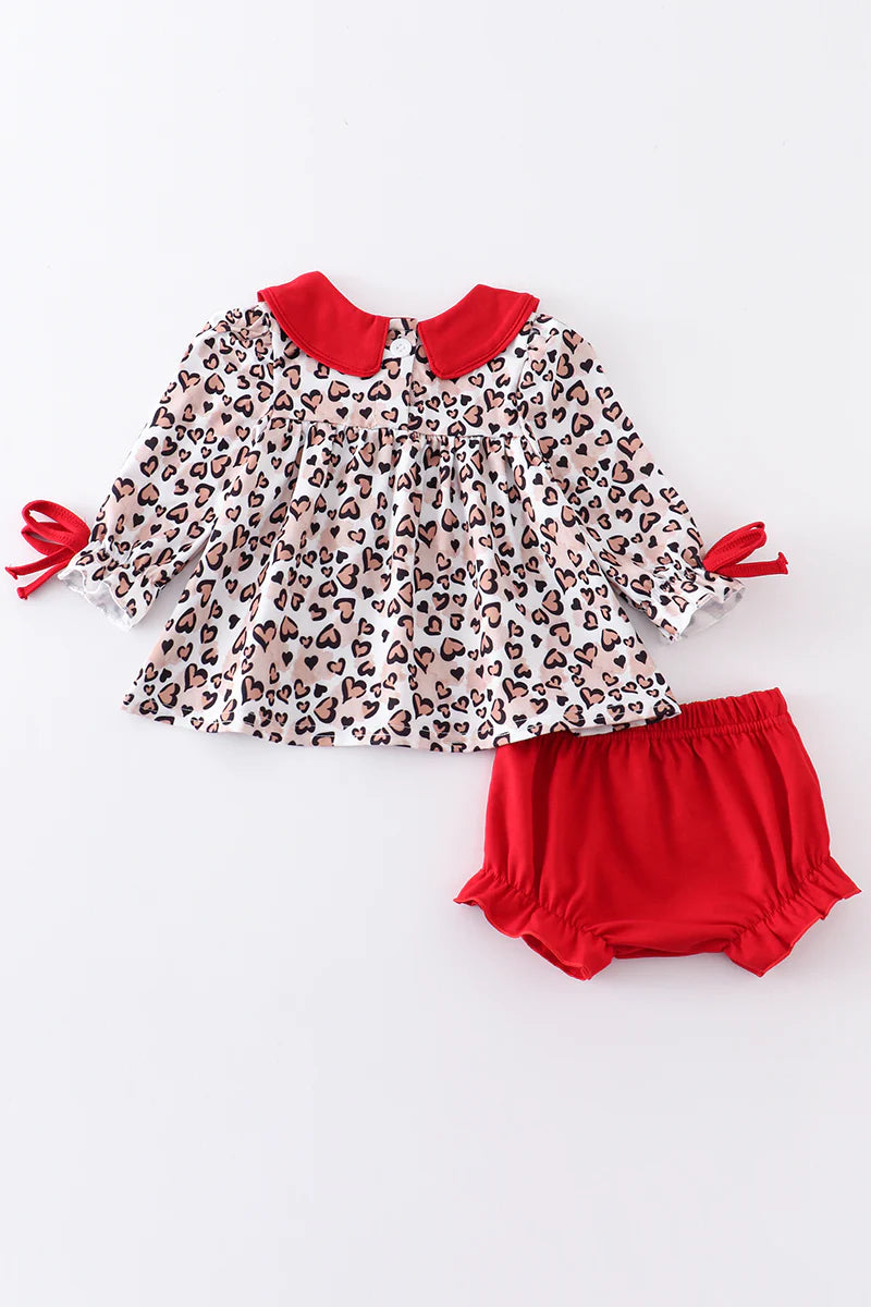 Red Leopard Heart Baby Set