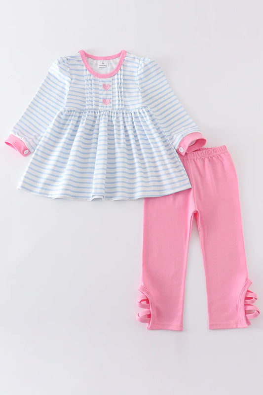 Embroidered Heart Stripe Set