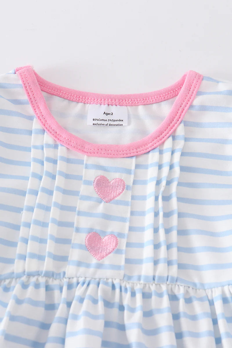 Embroidered Heart Stripe Set