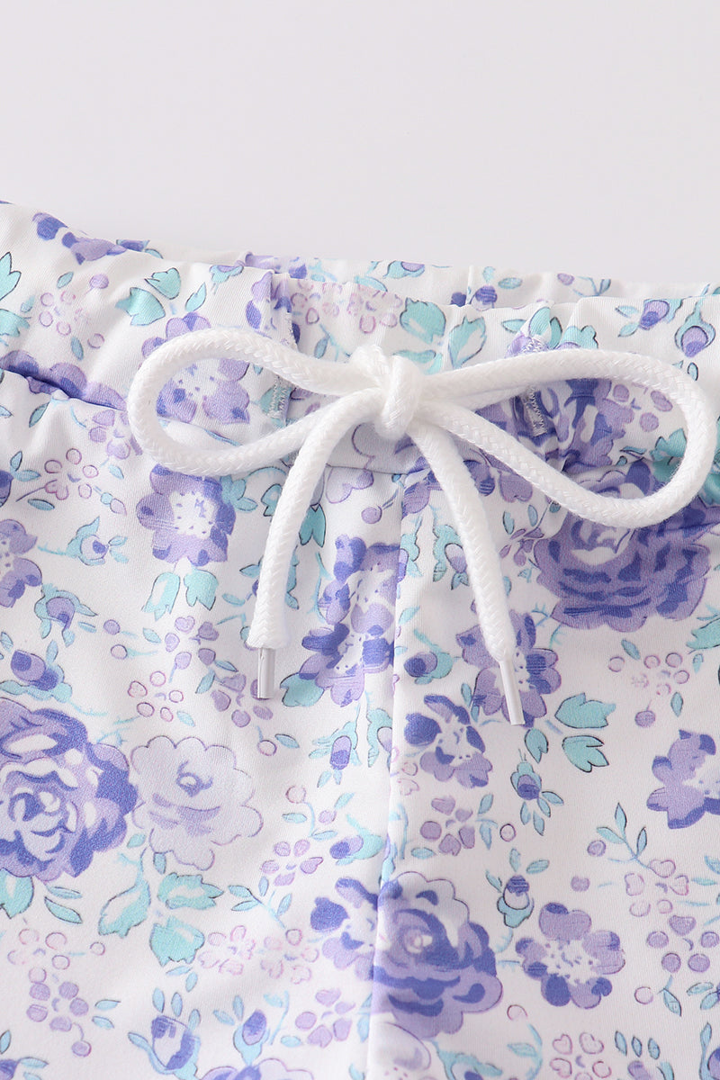 Purple Floral Shorts