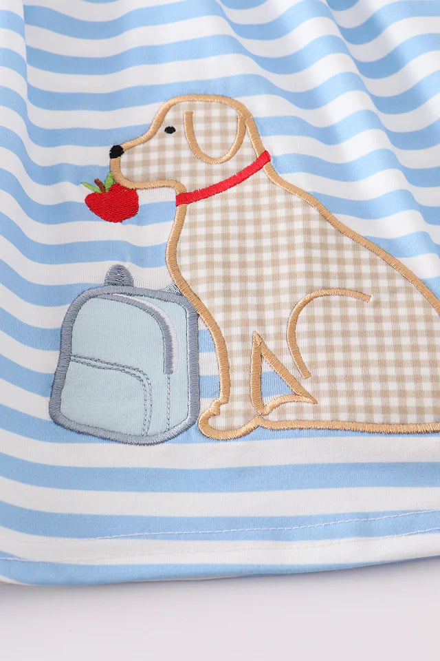 School Dog Applique Ruffle Set