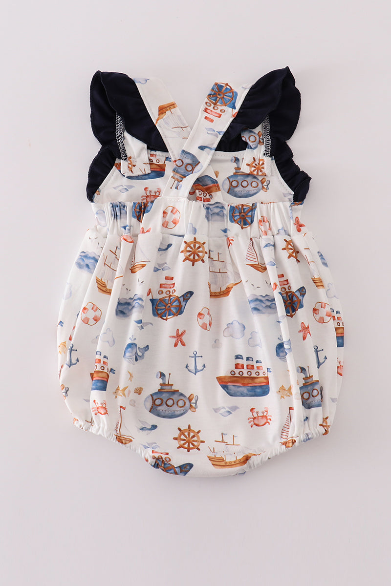 Nautical Navy Ruffle Bubble