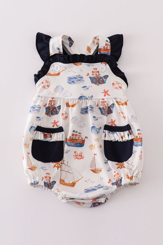 Nautical Navy Ruffle Bubble