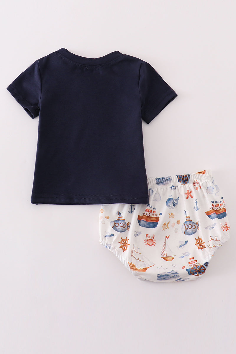 Nautical Navy Bloomers Set