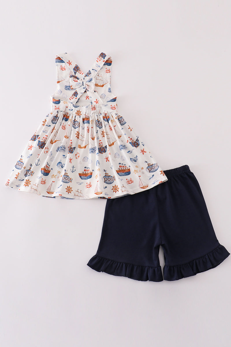 Nautical Navy Ruffle Set