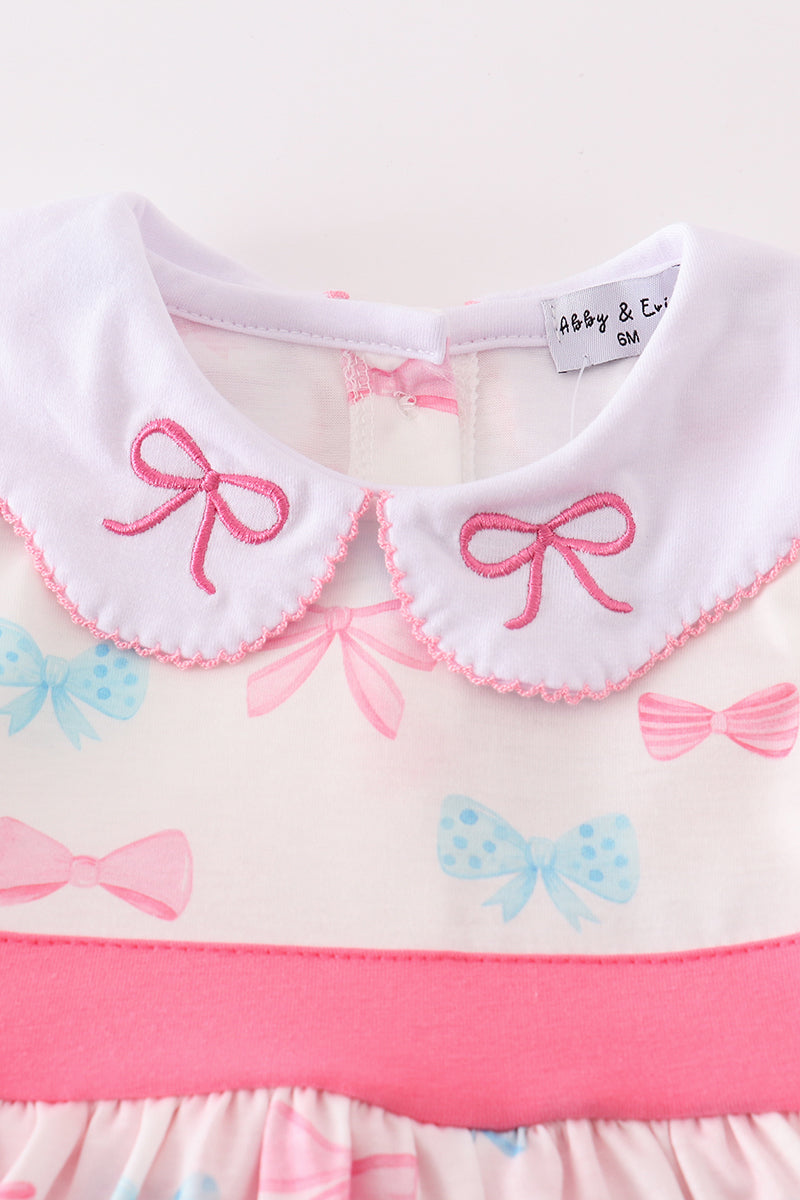 Pink Bow Embroidered Skirt Bubble