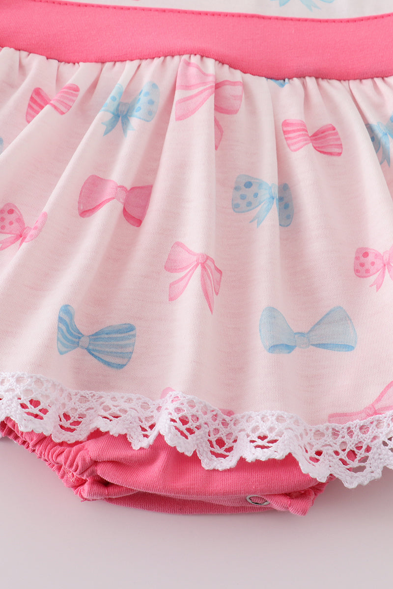 Pink Bow Embroidered Skirt Bubble