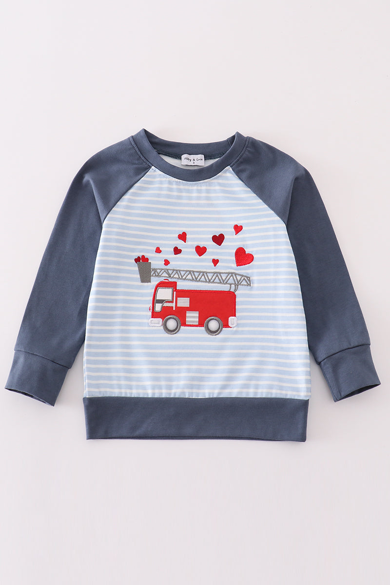 Fire Truck Valentines Top