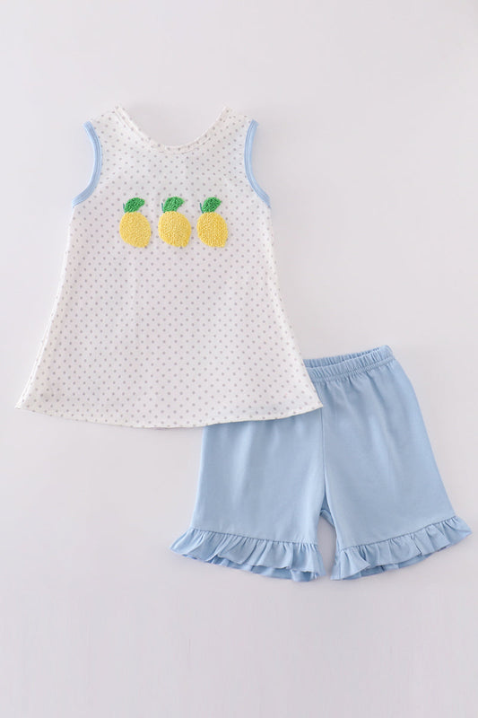 Lemon French Knot Bow Set