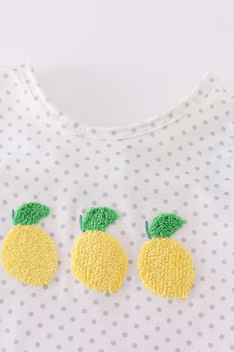 Lemon French Knot Bow Set