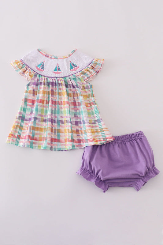 Purple Sailboats Bloomer Set
