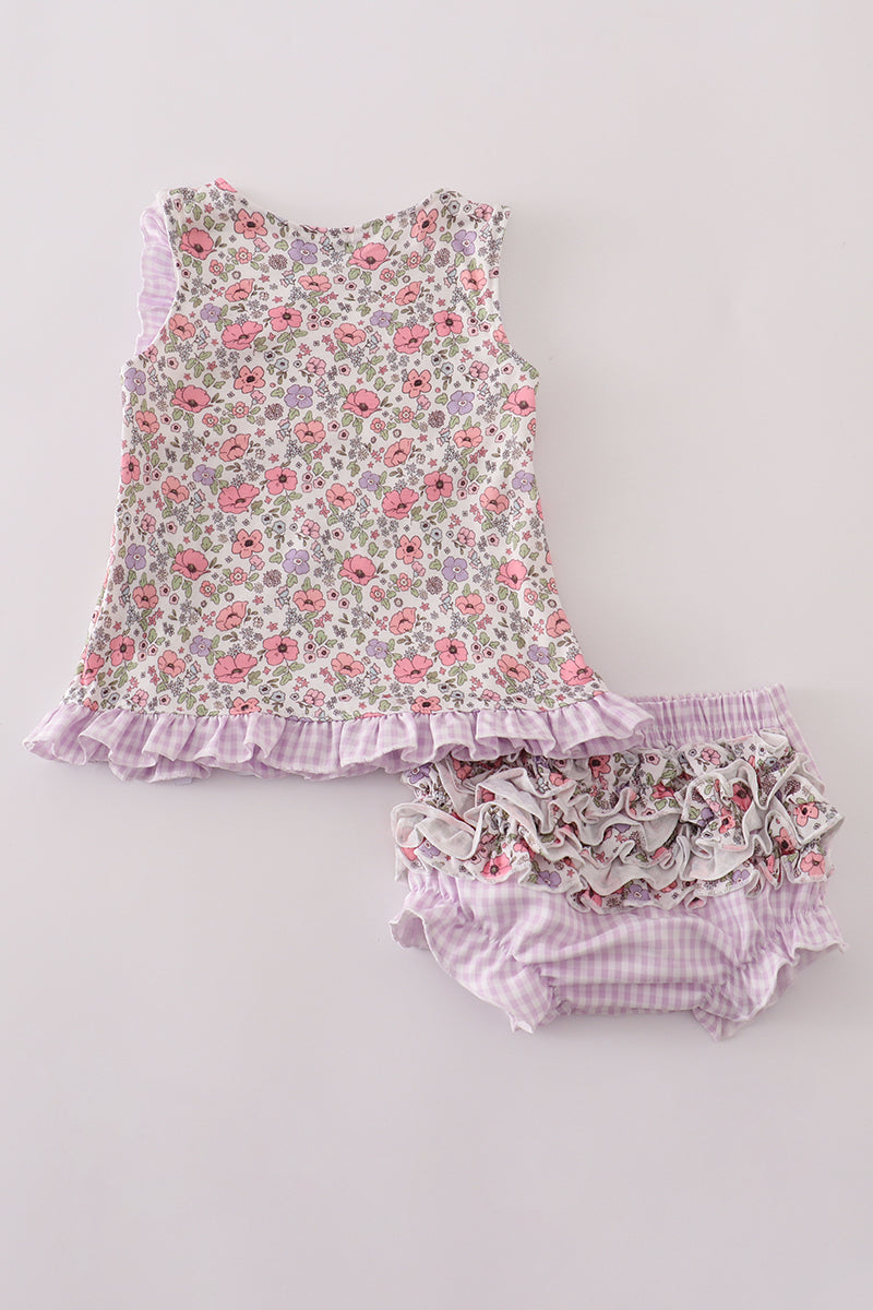 Purple Floral Bloomers Set