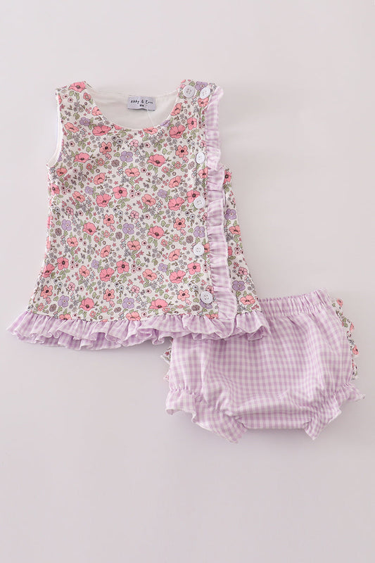 Purple Floral Bloomers Set