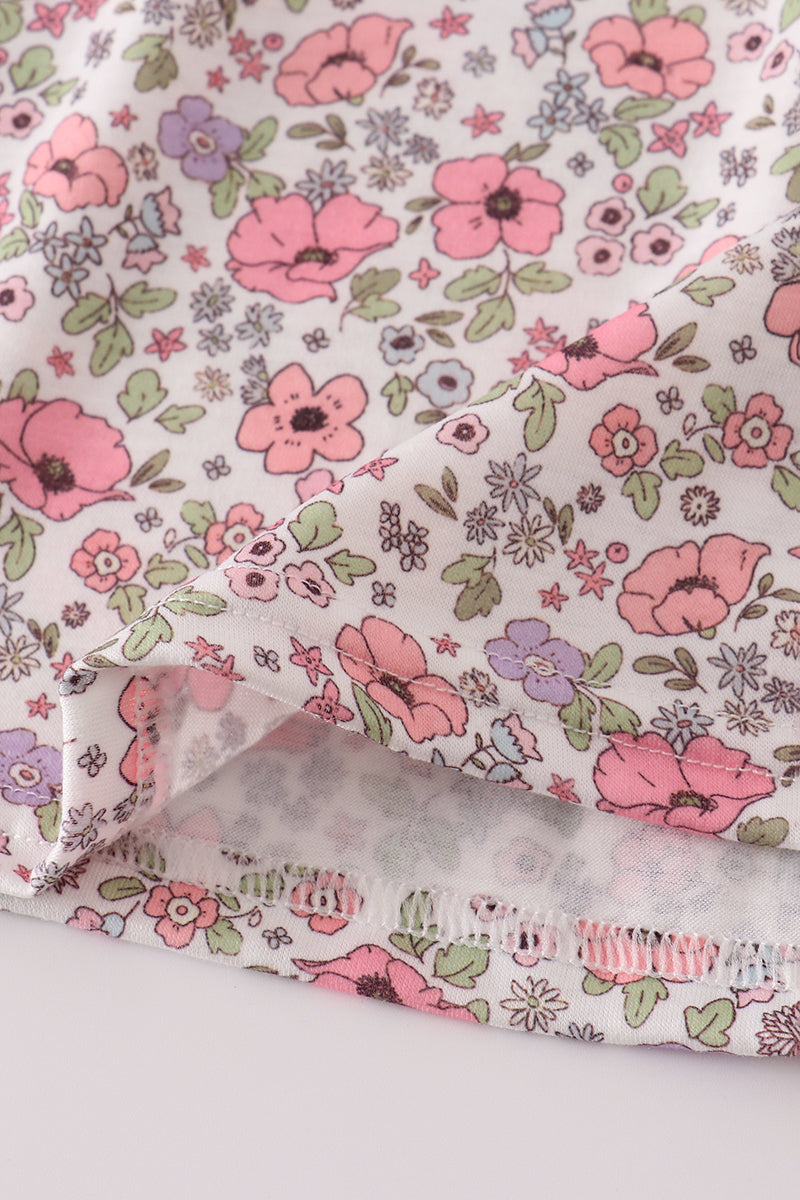 Purple Floral Shorts Set