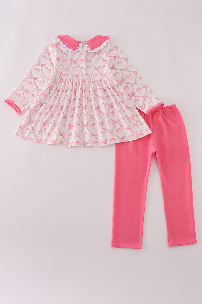 Pink Bow Pumpkin Set