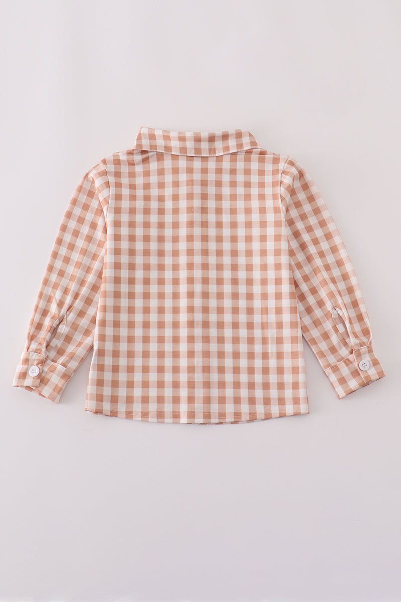 Orange Checkered Button Down