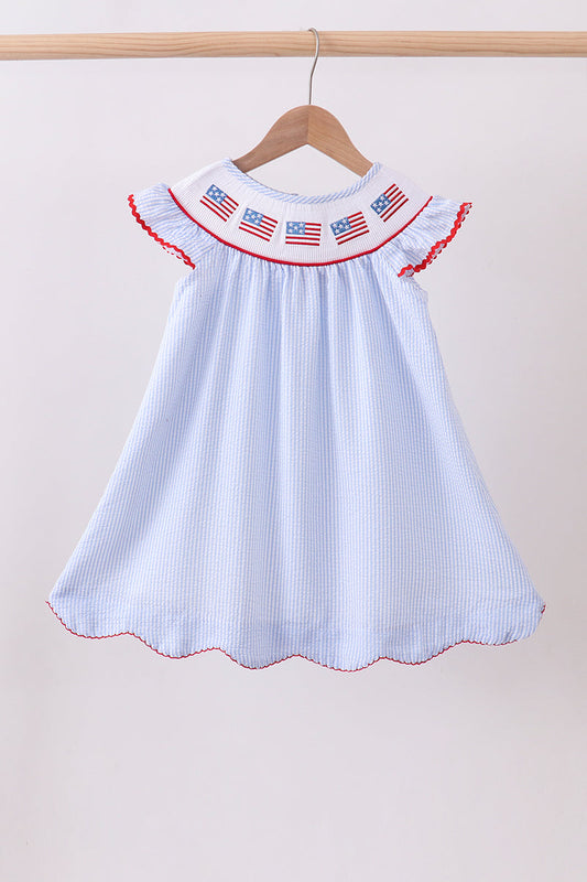 Seersucker Flag Smocked Dress