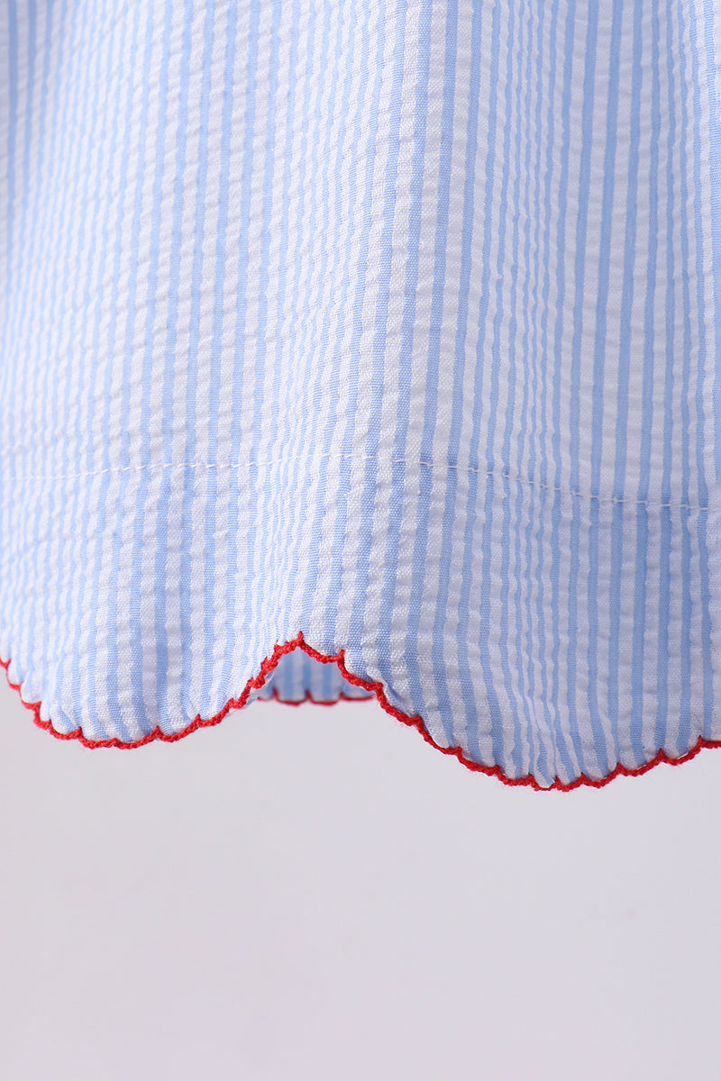 Seersucker Flag Smocked Dress