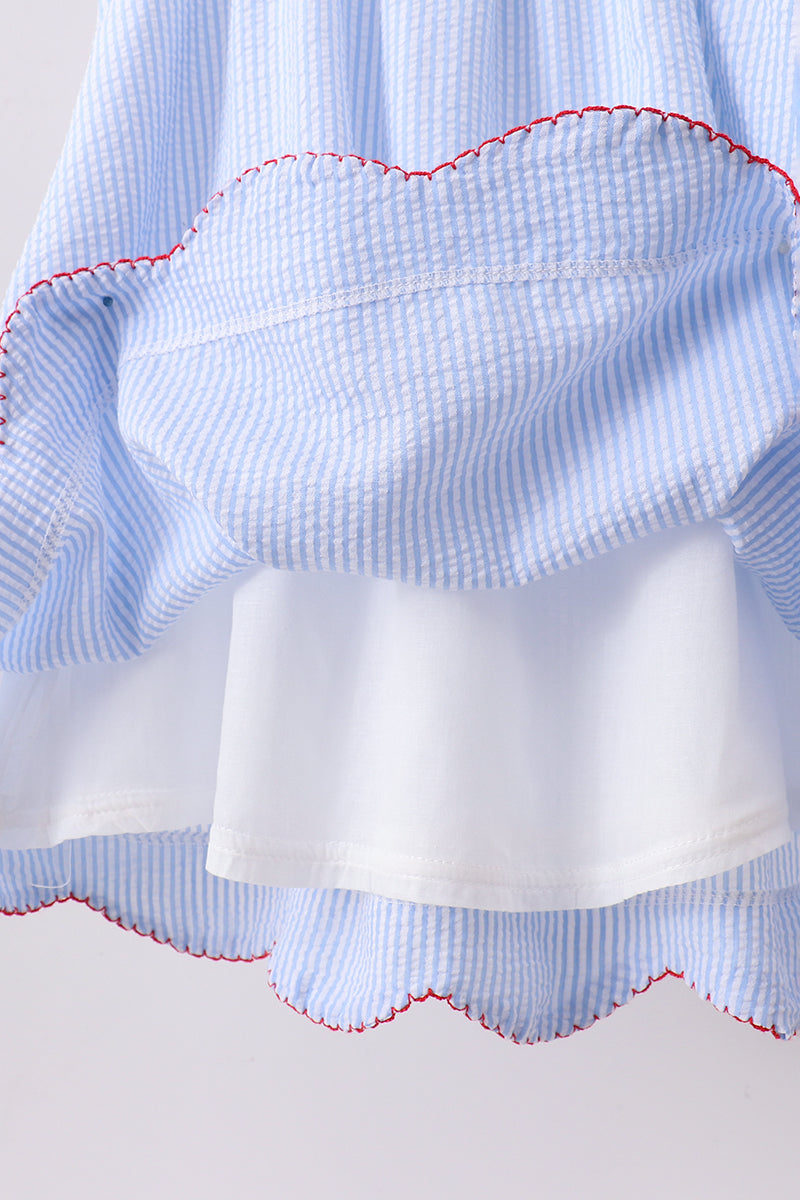 Seersucker Flag Smocked Dress