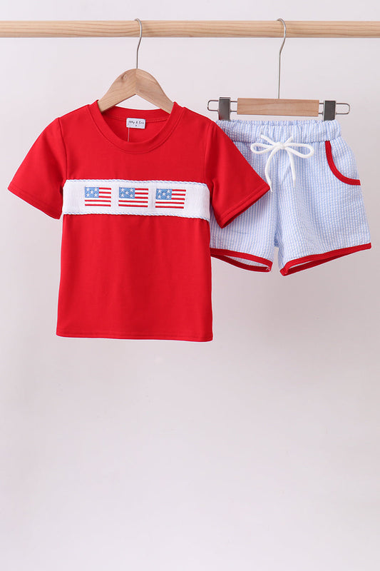 Flag Smocked Seersucker Set