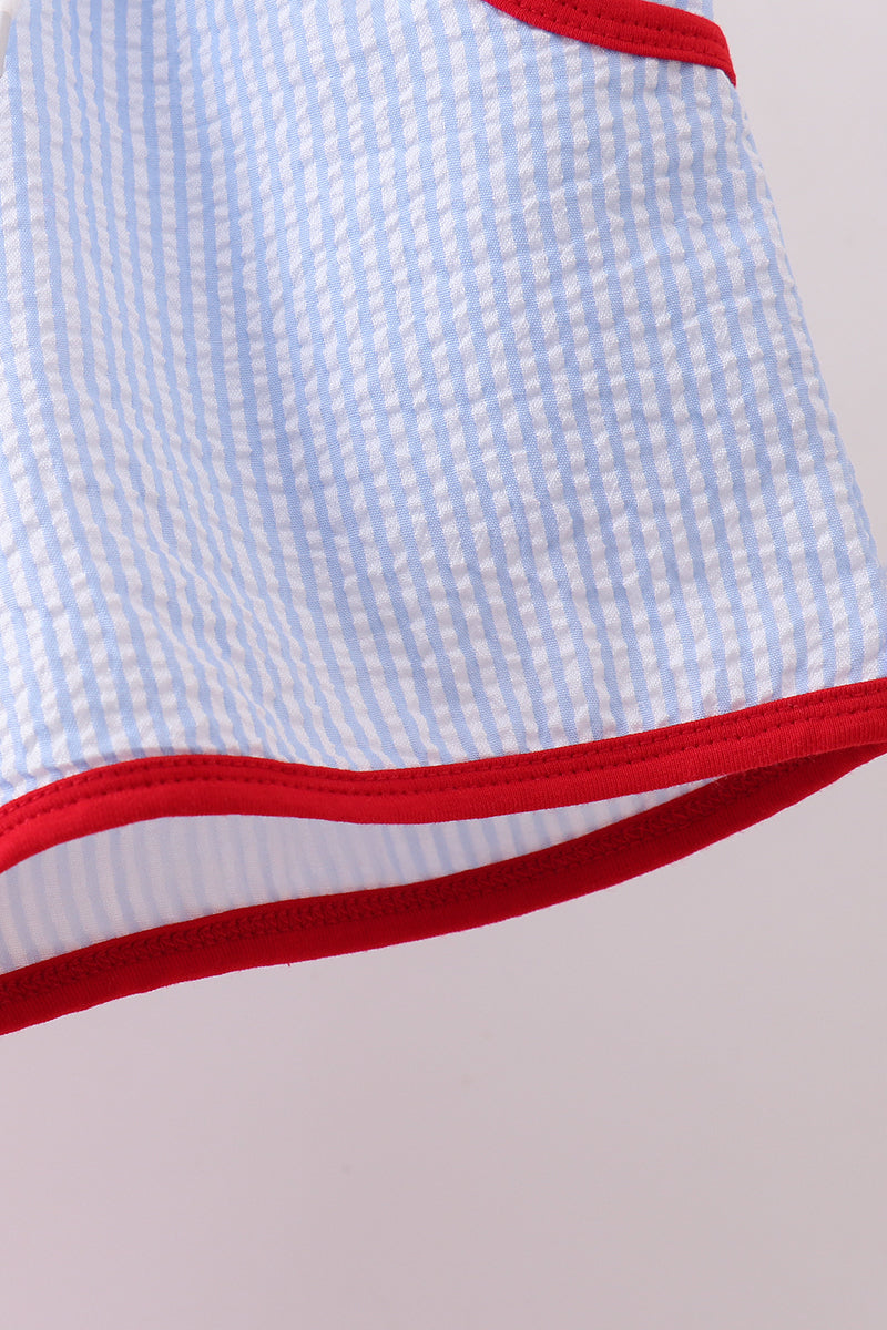 Flag Smocked Seersucker Set
