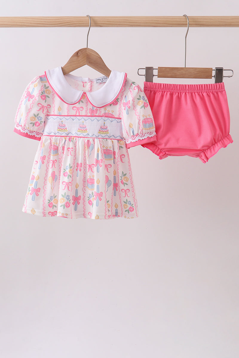 Birthday Smocked Bloomers Set