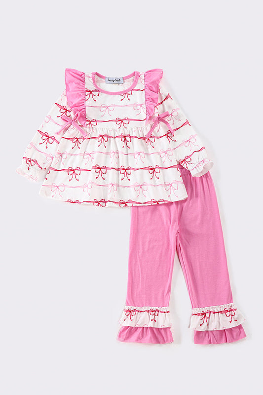 Bow Stripe Ruffle Set