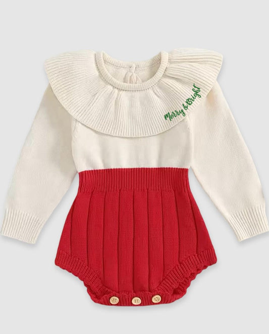 Ruffle Neck Sweater Bubble Red