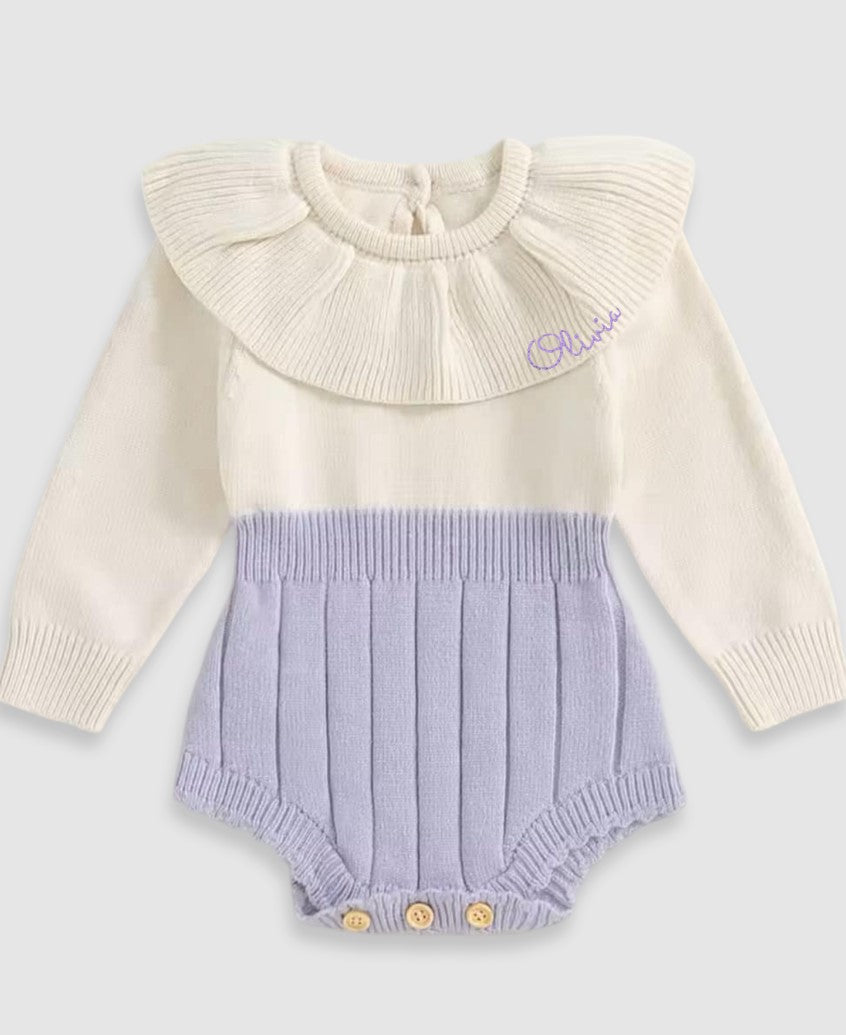 Ruffle Neck Sweater Bubble Lavender