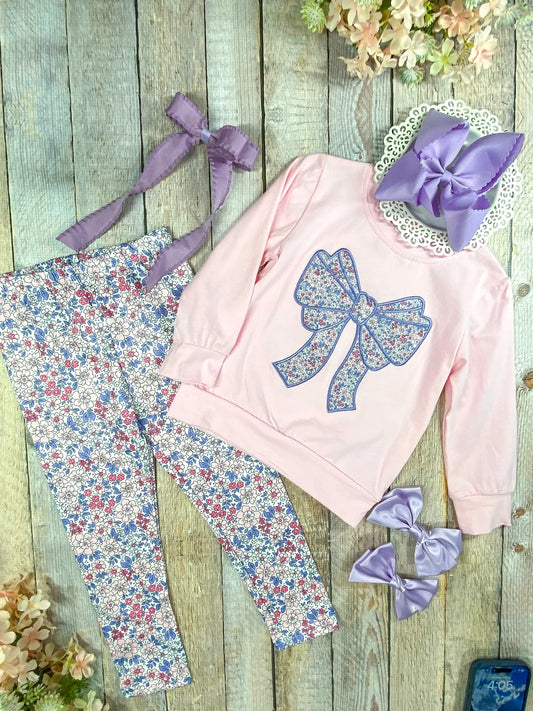 Purple Floral Bow Set