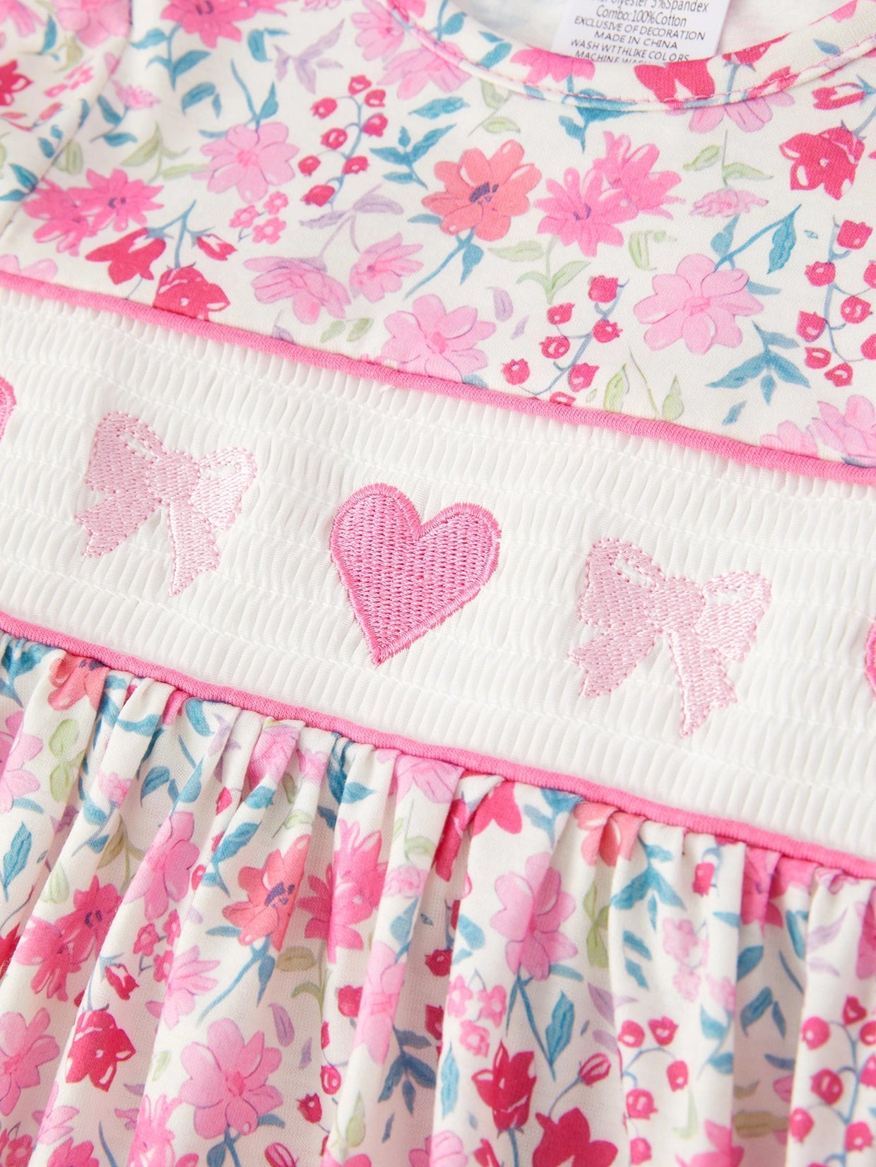 Smocked Hearts Floral Set