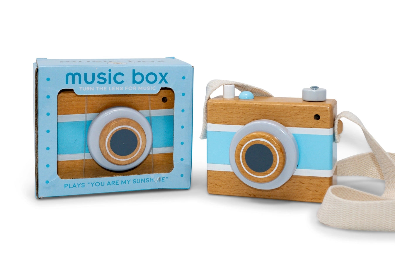 Vintage Camera Music Box: Blue