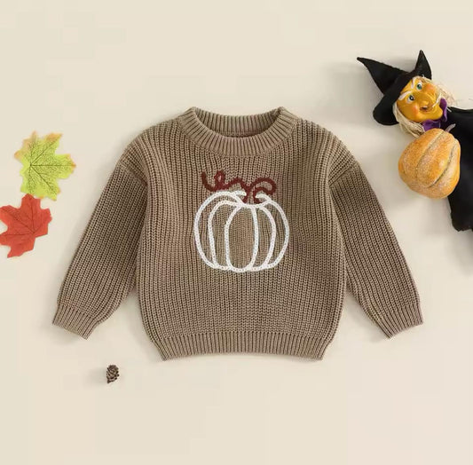 Taupe Pumpkin Knit Sweater