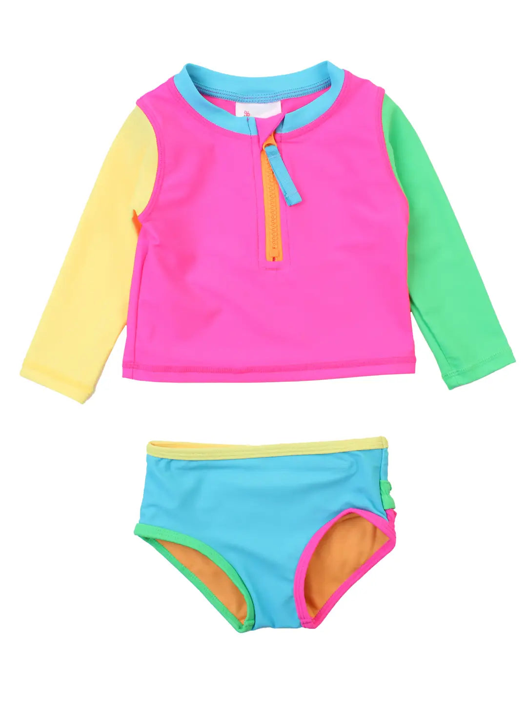 Neon 2pc Ruffled Rash Guard