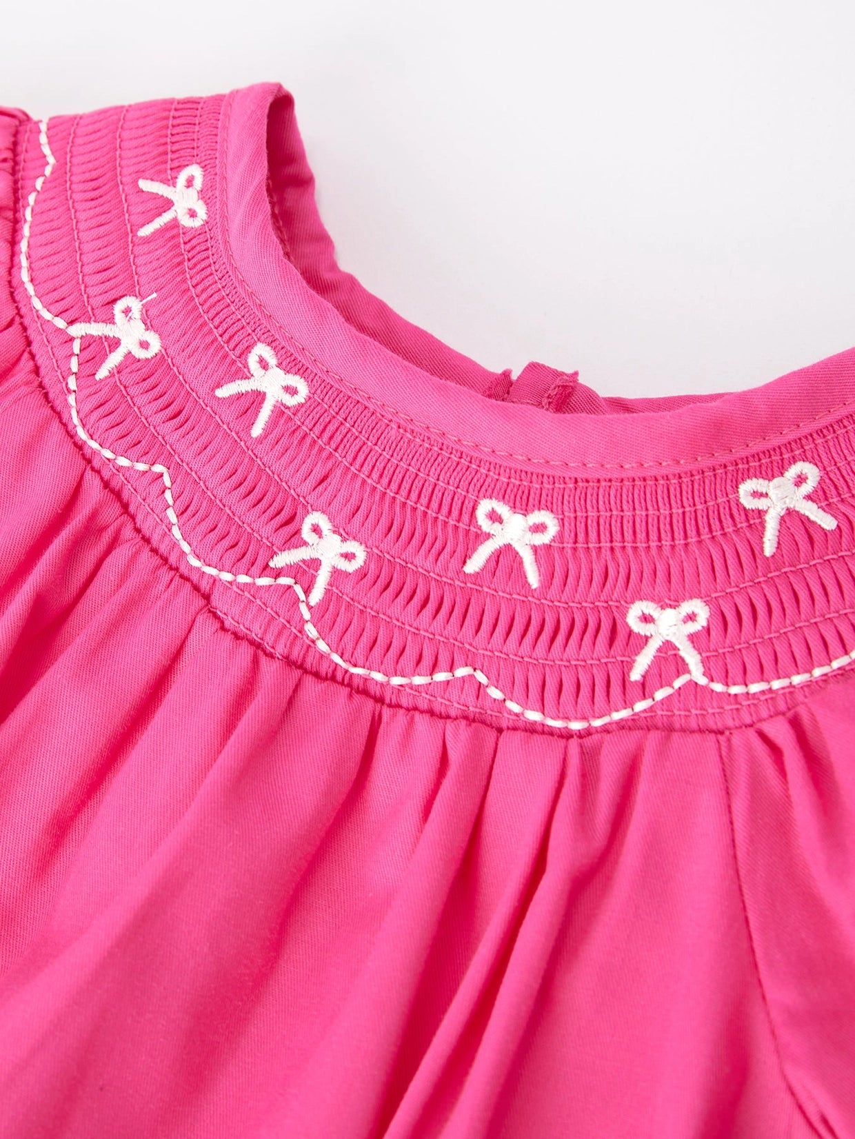 Pink Bow Smocked Bubble