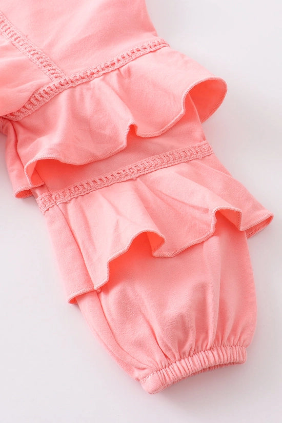 Pink Ruffle Bell Bottom Pants Set