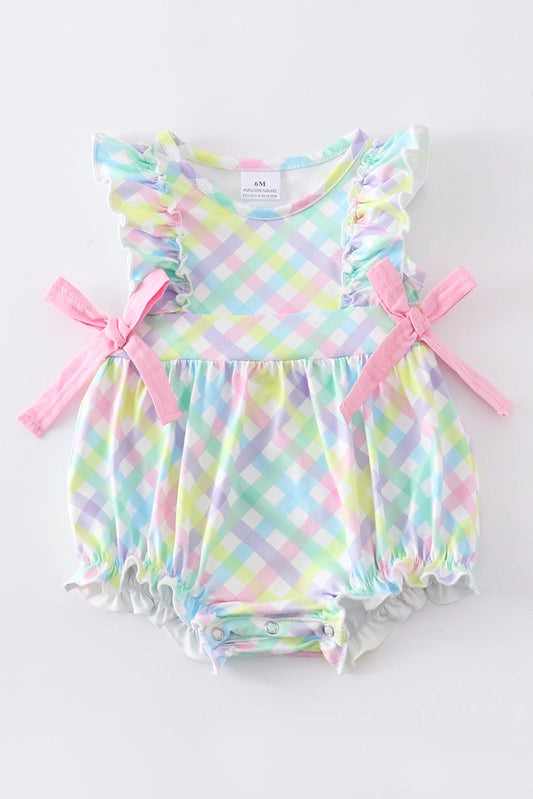 Rainbow Plaid Bow Bubble