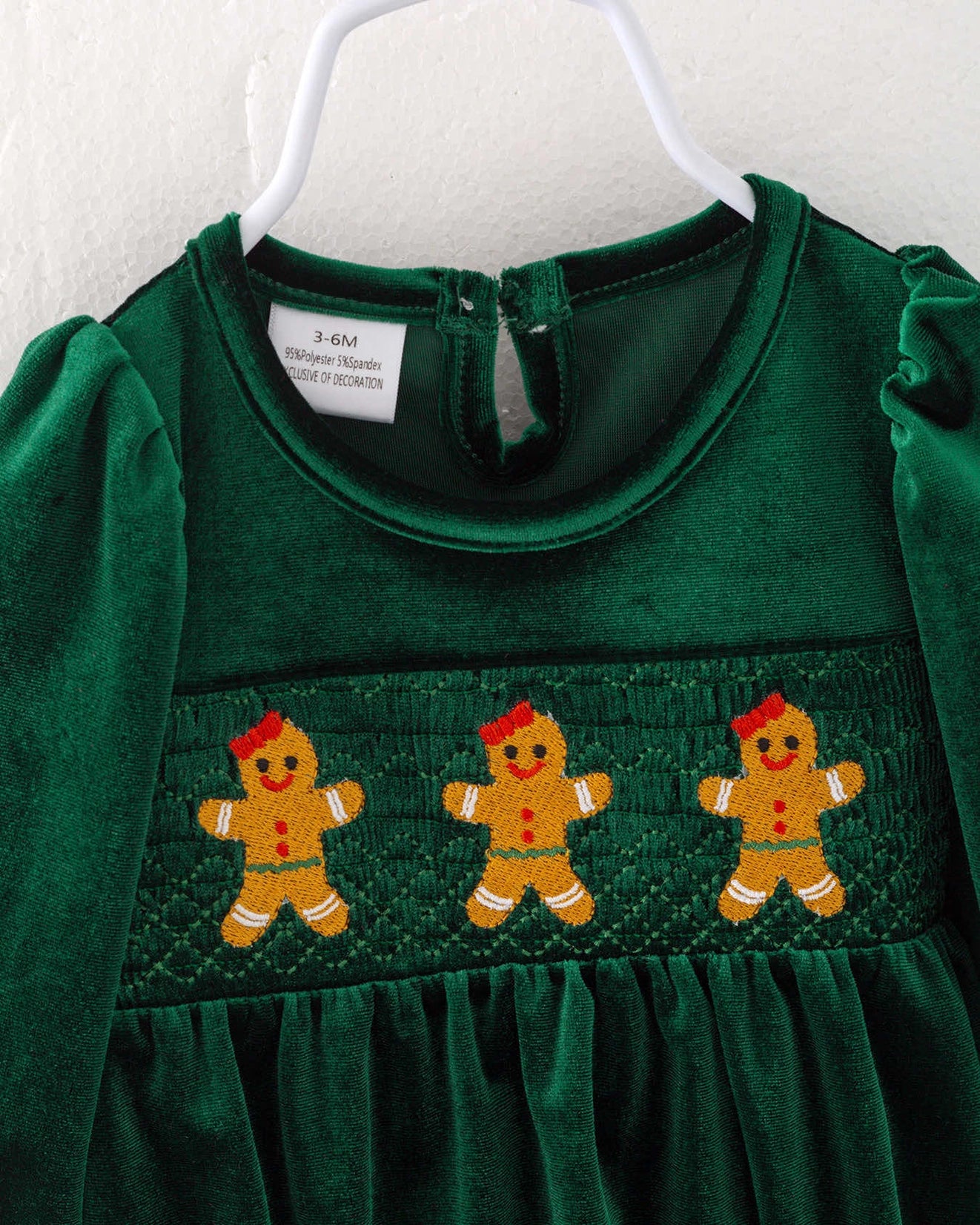 Smocked Gingerbread Velvet Romper