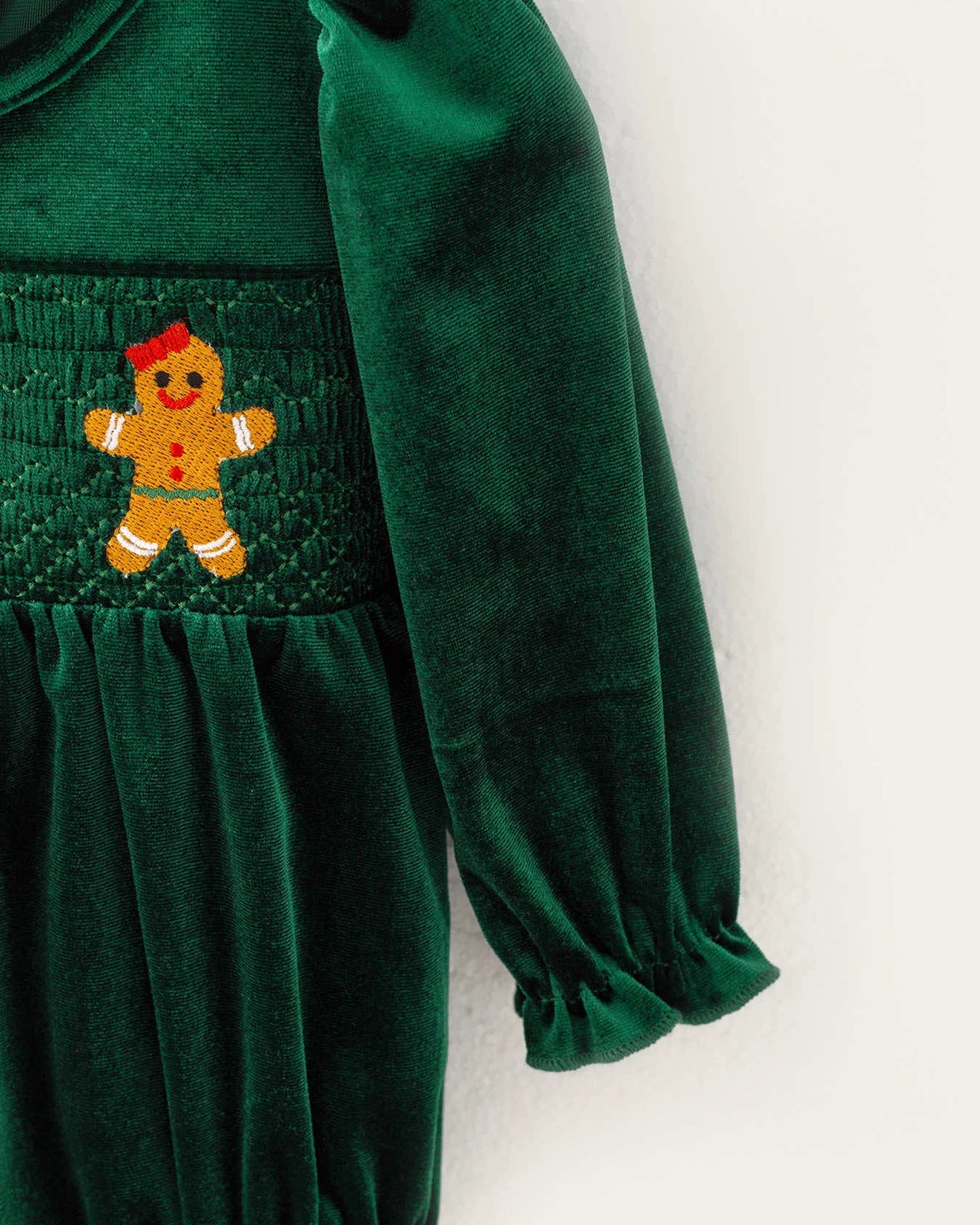 Smocked Gingerbread Velvet Romper