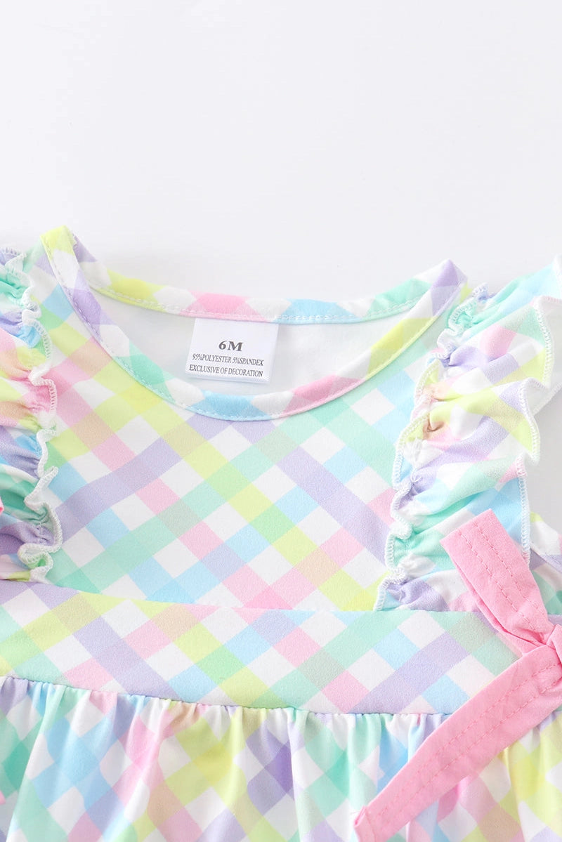 Rainbow Plaid Bow Bubble