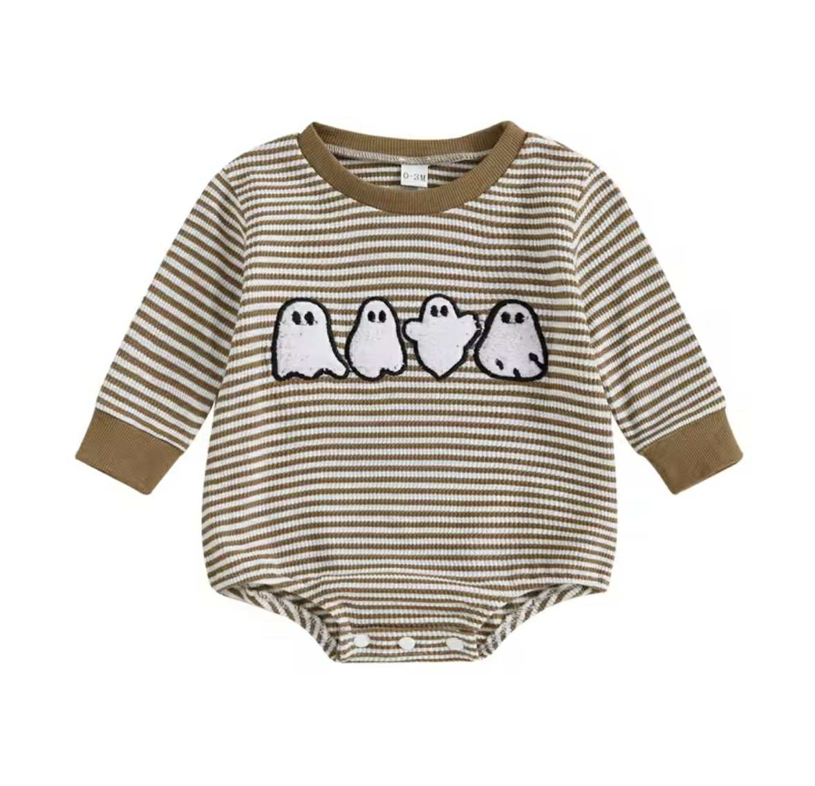 LS Striped Ghost Romper
