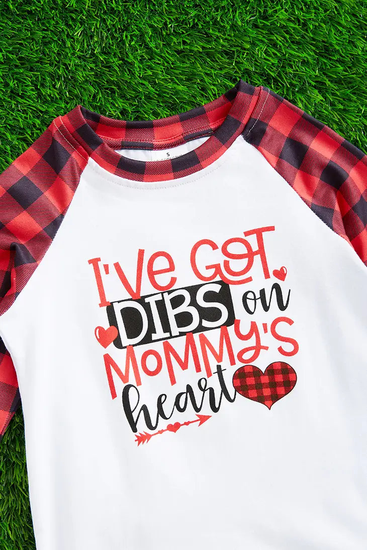 Dibs on Mommy's Heart Plaid Top