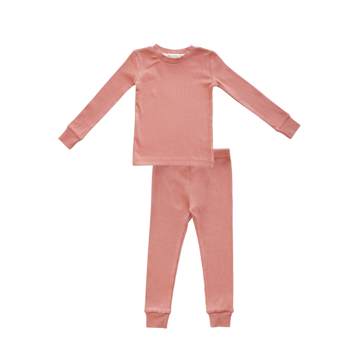 Organic Cotton Ribbed PJs: Terracotta