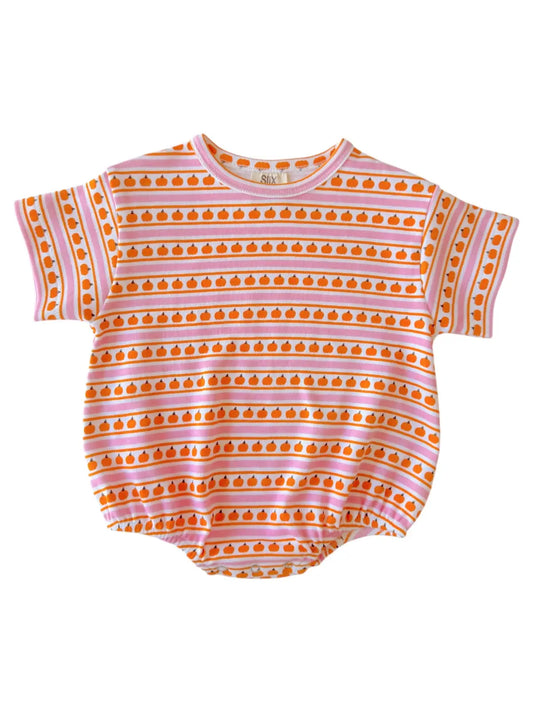 Pink Pumpkin Stripe Bubble Tee