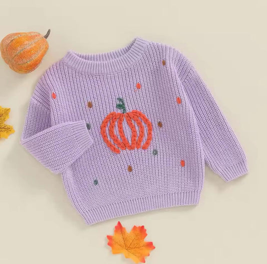 Confetti Pumpkin Knit Sweater: Purple