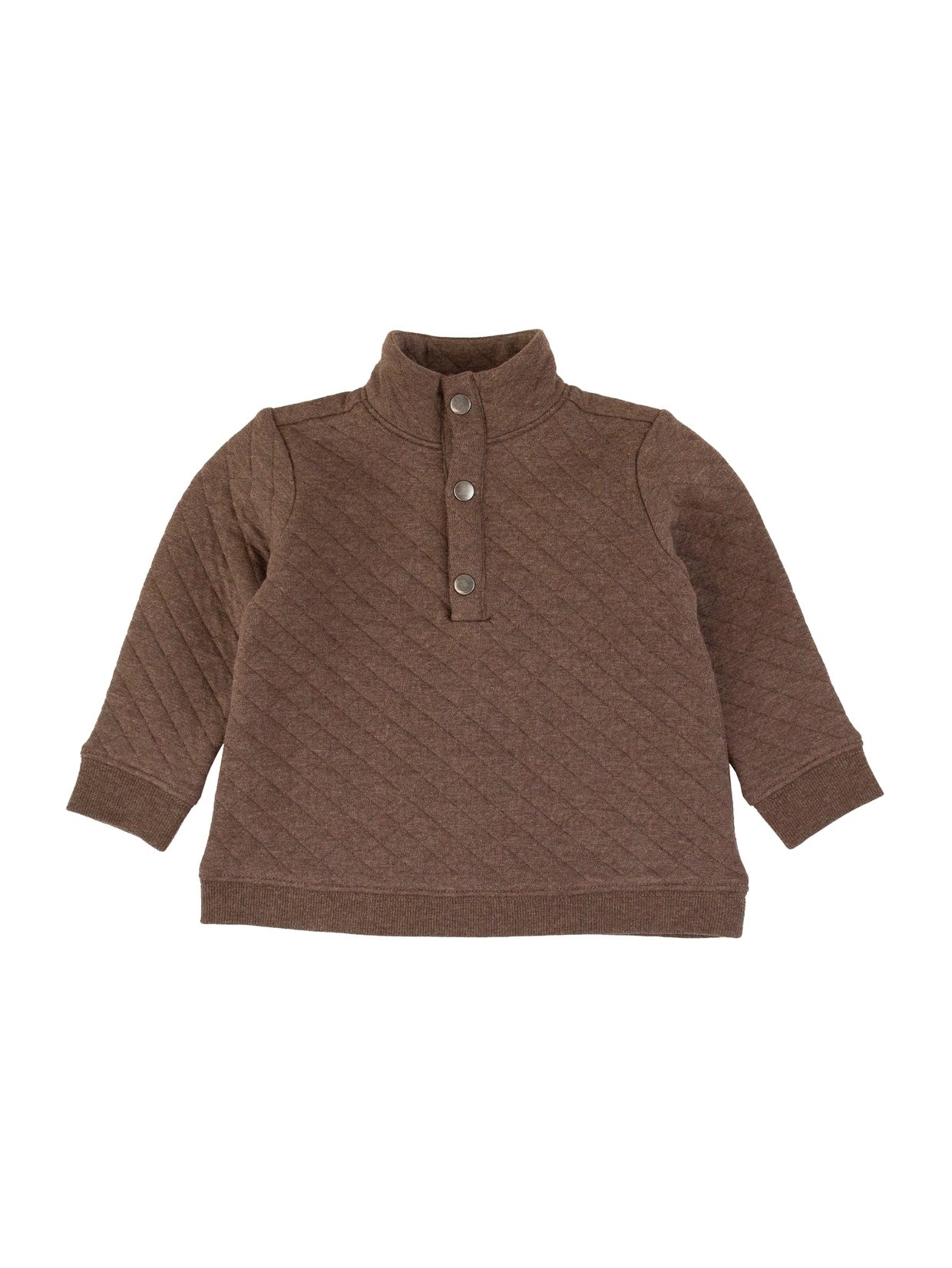 Brown Quilted Quarter Snap Sweatshirt